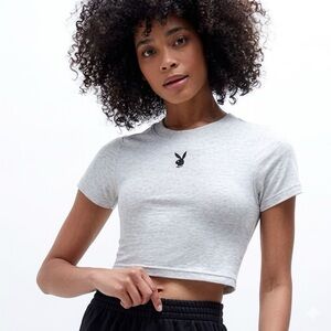 White Playboy Women's Crop Top